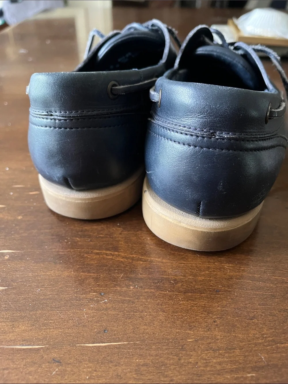 Florsheim Dark Blue Leather Boat Shoes with Lace